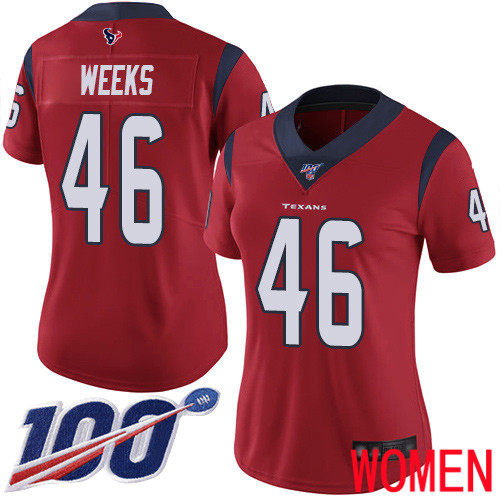 Houston Texans Limited Red Women Jon Weeks Alternate Jersey NFL Football 46 100th Season Vapor Untouchable